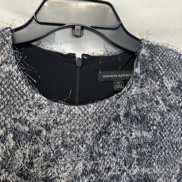 Banana Republic Dress Size 2 XS Women's Snake Gray Fringe Career Sheath Eyelash‎ - Picture 3 of 11